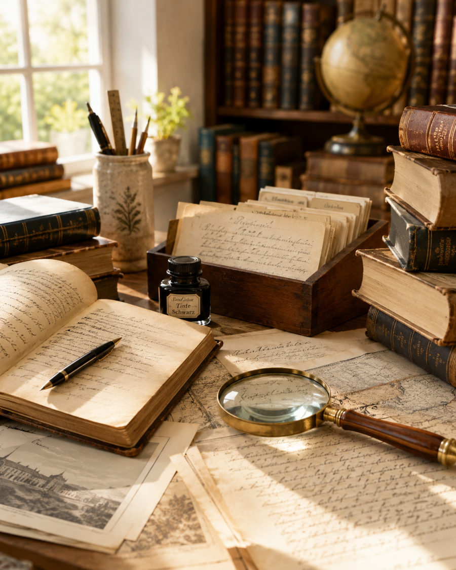 Historian working with primary sources