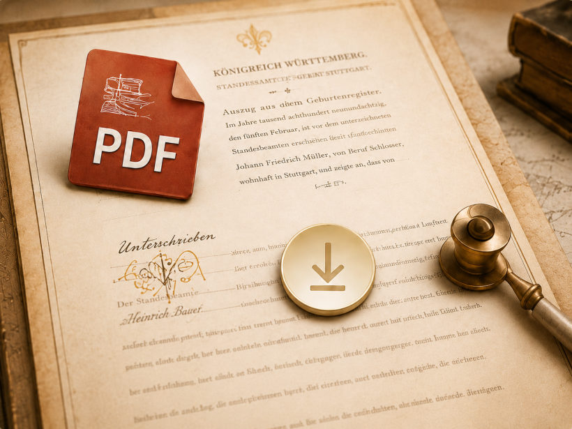 PDF export of a document